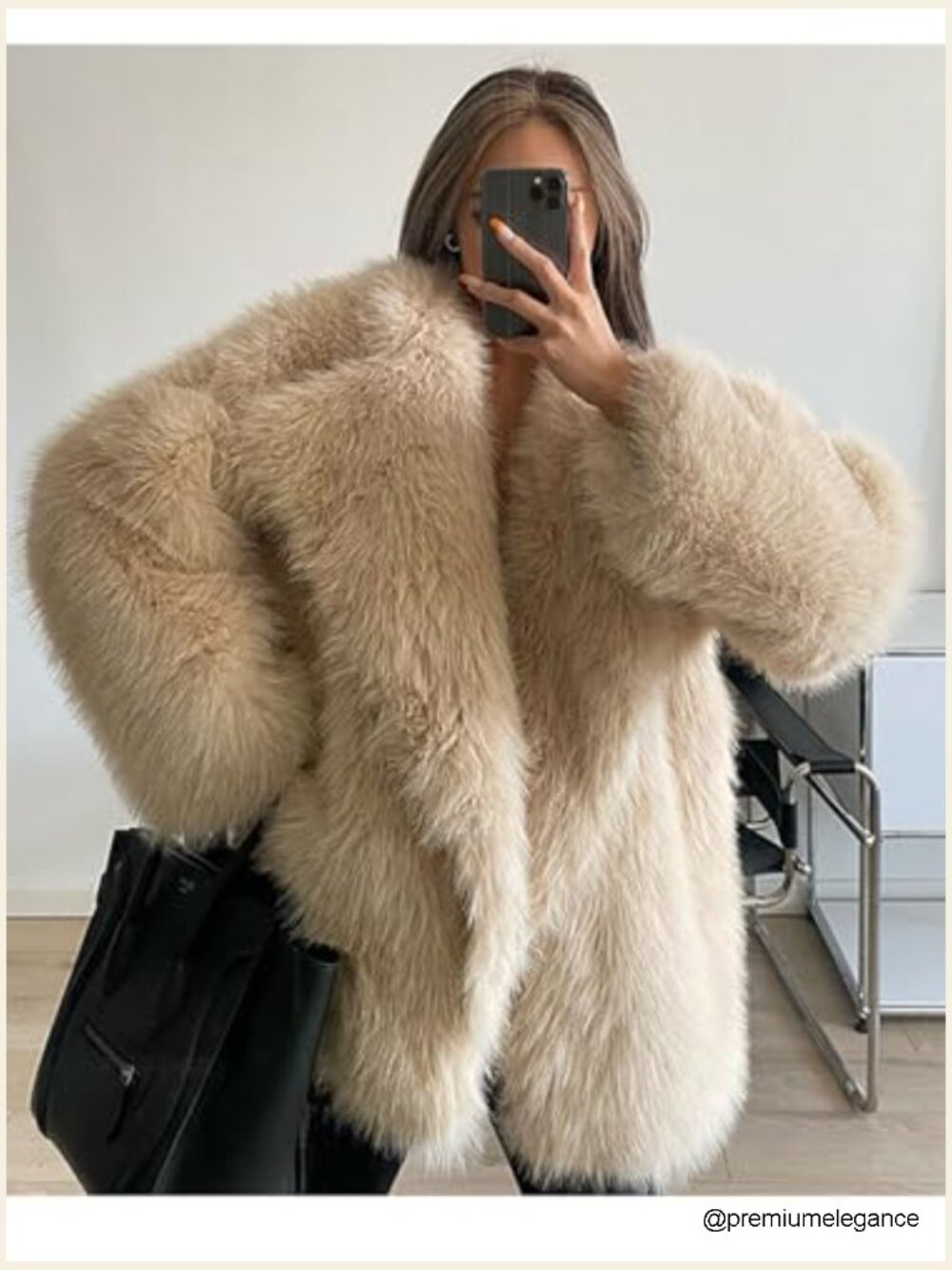 Faux Fur Coat Long Sleeve Lapel Open Front Oversized Winter Fall Shaggy Warm - Picture 2 of 7